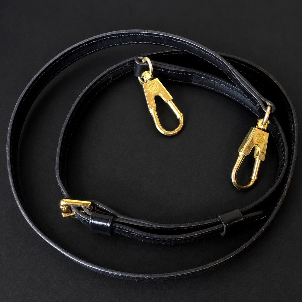 LOUIS VUITTON Adjustable Black Leather Strap with Gold Hardware - Picture 14 of 16